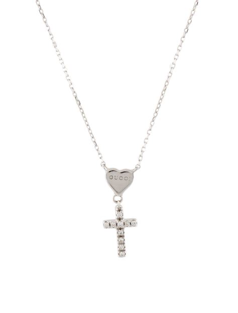 gucci white gold heart and diamond cross pendant|trademark necklace with heart pendant.